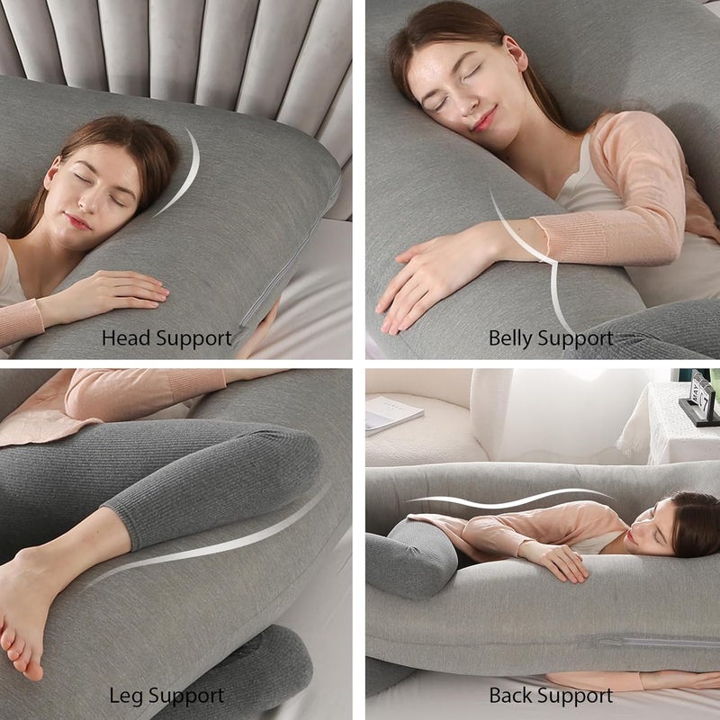 Amagoing Pregnancy Pillows with Cooling Cover, U-Shape Full Body Pillow for Sleeping, Support for Back, Legs, Belly, HIPS for Pregnant Women, Maternity Pillow for Adults, Dark Grey Cooling - Image 5